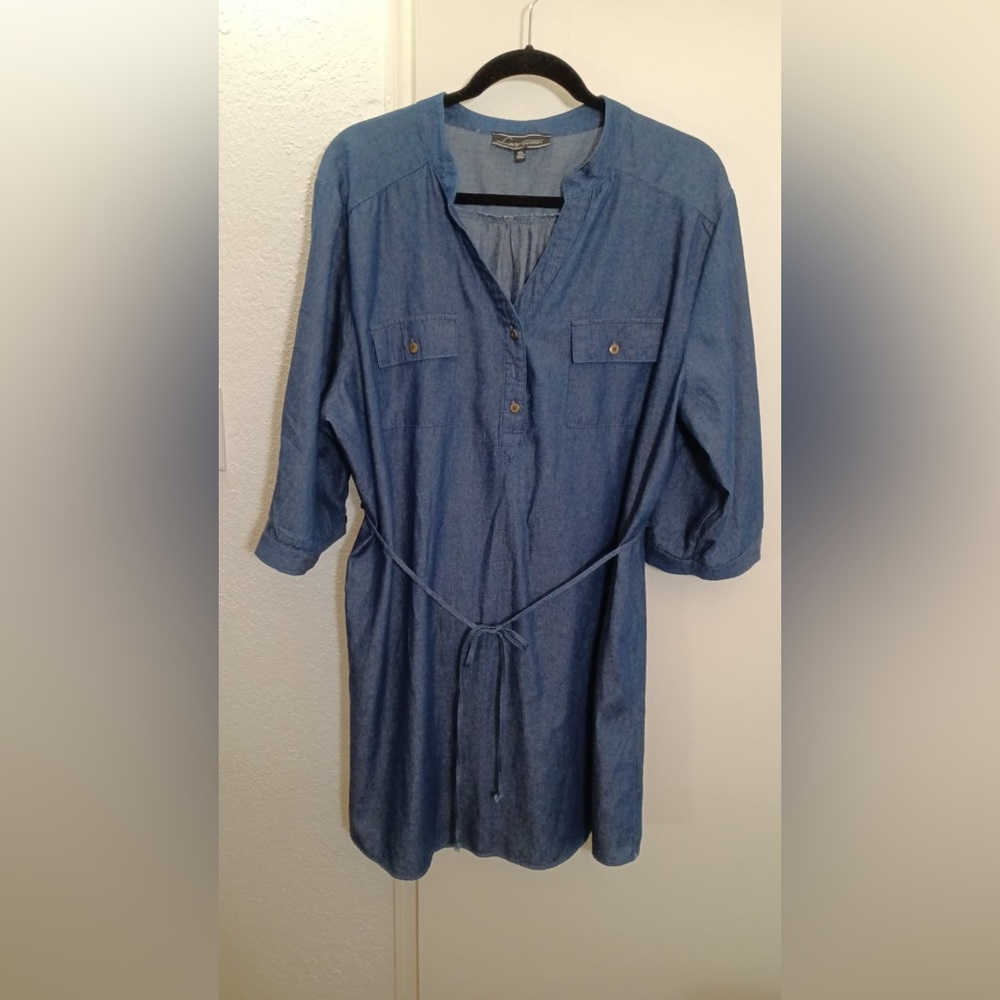 💚 Blue Jean Dress Tie Waist Summer Casual Button Down Denim Dresses